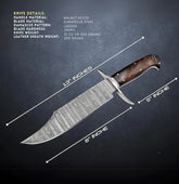 Scout’s Edge 13 Damascus Steel Bowie with Walnut Handle